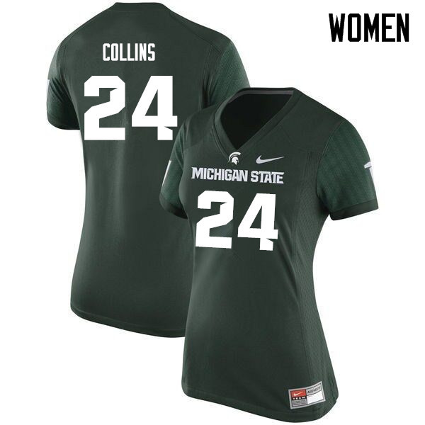 Women #24 Elijah Collins Michigan State Spartans College Football Jerseys Sale-Green